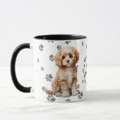 Love My Cavapoo Dog Pawprint Pattern マグカップ (左)