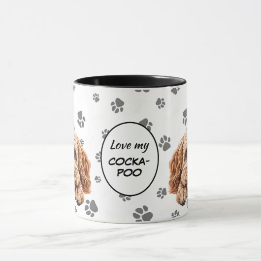 Love My Cockapoo Dog Pawprint Pattern マグカップ (中央)