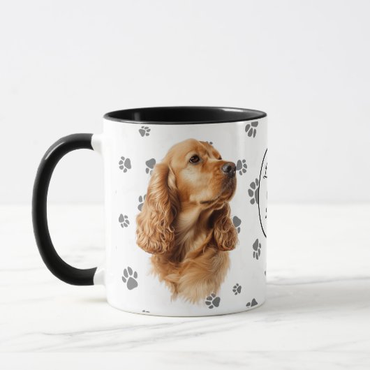 Love My Cocker Spaniel Dog Pawprint マグカップ (左)