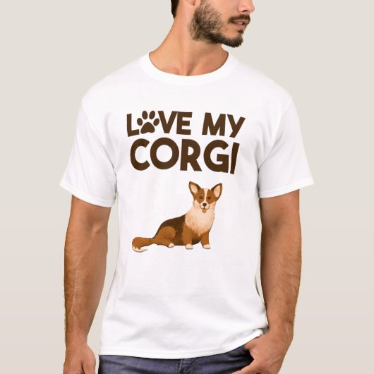 LOVE MY CORGI with Dogイラストレーション Tシャツ (正面)