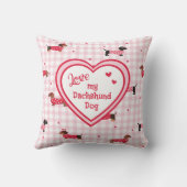 Love My Dachshund Dog Heart Pattern クッション (裏面)