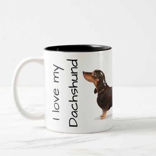 Love My Dachshund Mug ツートーンマグカップ (左)