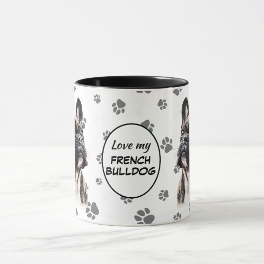 Love My French Bulldog Pawprint Pattern マグカップ (中央)