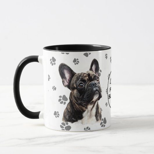 Love My French Bulldog Pawprint Pattern マグカップ (左)
