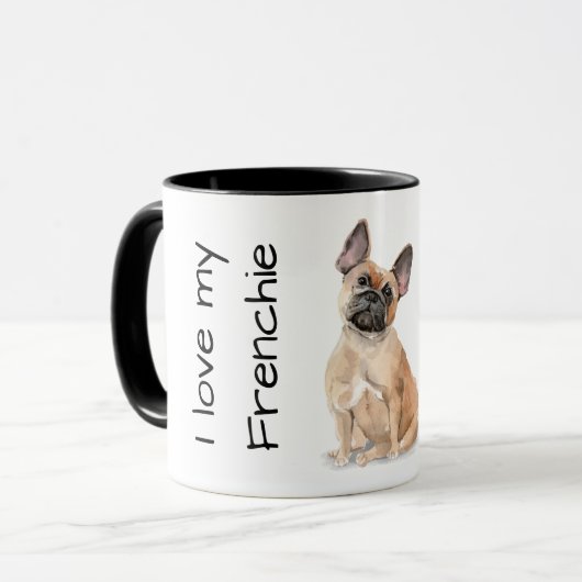 Love My Frenchie (ブラウン) マグカップ (正面左)