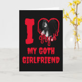 Love My Goth Girlfriend Red Heart Photo Valentines カード (黄色い花)