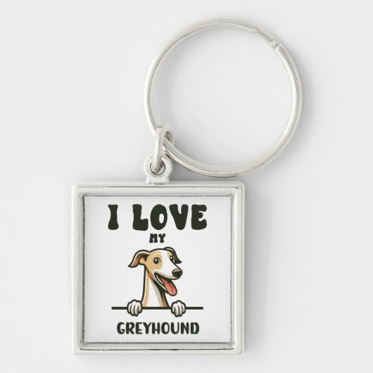 Love My Greyhound キーホルダー (正面)
