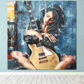 Love My Guitar キャンバスプリント (インサイチュ (ウッドフロア))