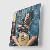 Love My Guitar スクエア壁時計 (傾斜)