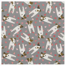 Love my Jack Russell Terrier dogsハートANY color ファブリック