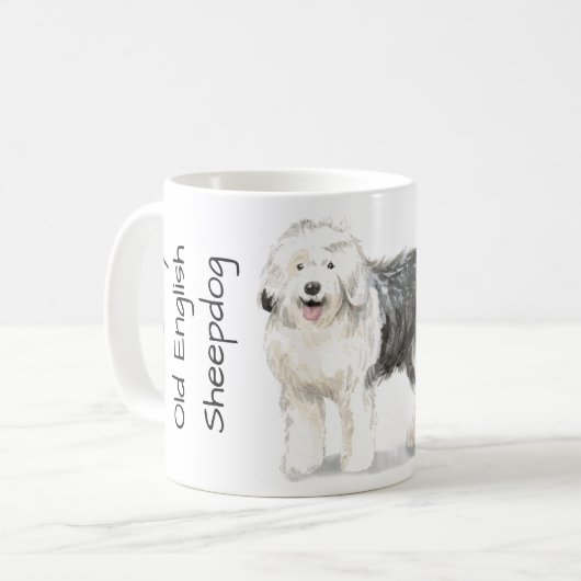 Love My Old English Sheepdog コーヒーマグカップ (正面左)