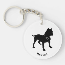 Love My Pittie Customizable Dbl Sided Keychain キーホルダー