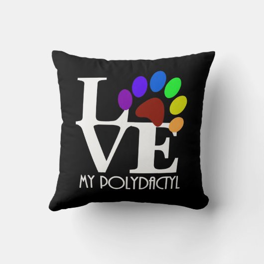 LOVE My Polydactyl (白い文字) クッション (裏面)