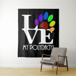 LOVE My Polydactyl (白い文字) タペストリー