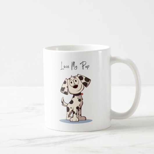 Love My Pup Mug – Cute Dog Illustration with Maroo コーヒーマグカップ (右)