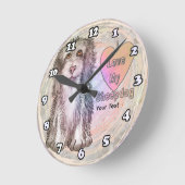 Love My Sheepdog ラウンド壁時計 (傾斜)