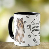 Love My Shetland Sheepdog Dog Pawprint マグカップ