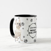 Love My White French Bulldog Pawprint Pattern マグカップ (正面左)