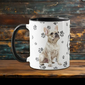 Love My White French Bulldog Pawprint Pattern マグカップ