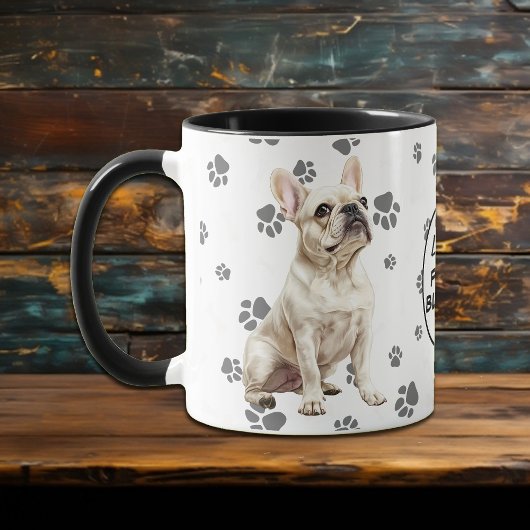 Love My White French Bulldog Pawprint Pattern マグカップ