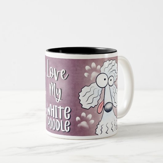 Love My White Poodle Cartoon 11oz ツートーンマグカップ (正面右)