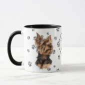 Love My Yorkie Terrier Dog Pawprint マグカップ (左)