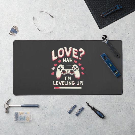 Love Nah I'm Leveling up Gaming Valentine Day デスクマット (ワークステーション)