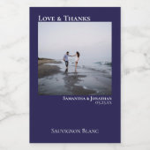 Love & Navy感謝してい Blue写真のミニオ結婚ン ワインラベル (シングルラベル)