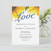 Love Navy Blue & Sunflower Summer 結婚's 招待状 (スタンド正面)
