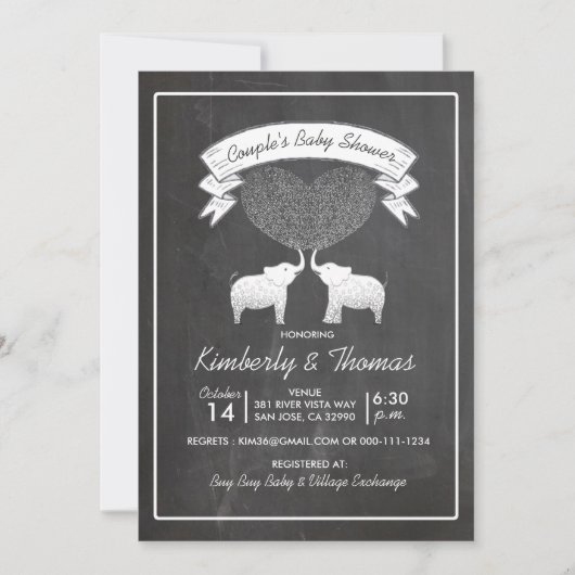 Love Neutral Gender Coule's Baby Shower 招待状 (正面)