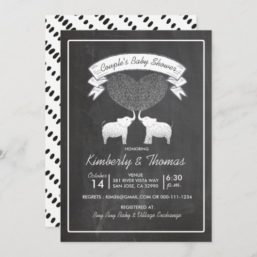 Love Neutral Gender Coule's Baby Shower 招待状 (正面/裏面)