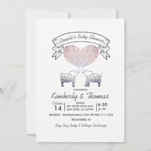 Love Neutral Gender Coule's Baby Shower 招待状 (正面)