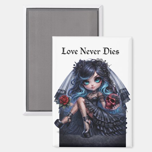 Love Never Dies Gothic Bride Magnet – Dark Romance マグネット (正面/裏面)