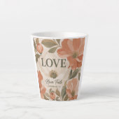 LOVE NEVER FAILS | キリスト教の結婚祝い カフェラテマグ (正面)
