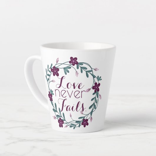 Love Never Fails Latte Mug カフェラテマグ (左アングル)