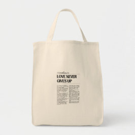 Love Never Gives Up Grocery Bag トートバッグ