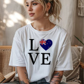 Love New Zealand with Flag Heart Tシャツ