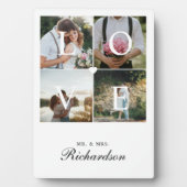 Love Newlywedsモダンの結婚Photo Collage White フォトプラーク (正面)