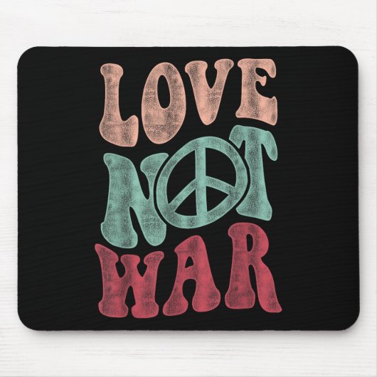 Love not War Groovy Peaceのサイン マウスパッド (正面)