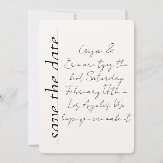 Love Note日付の保存 招待状 (正面)