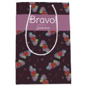 Love Note：音楽愛好家のためのドードルピンク ミディアムペーパーバッグ (正面)