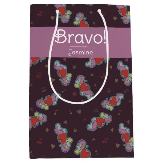 Love Note：音楽愛好家のためのドードルピンク ミディアムペーパーバッグ (正面)