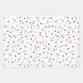 Love Notes Red Heart Music Notation ラッピングペーパーシート (正面3)
