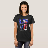 Love Nurse Life Scrub 4th Of July American Flag Wo Tシャツ (正面フル)