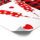 Love Nurse Life Valentine Day Leopard Plaid Red He ポスター (角)