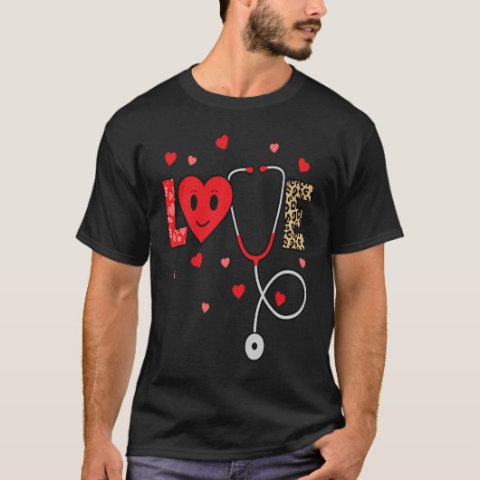Love Nurse Life Valentines Day Heart Nursing Scrub Tシャツ (正面)