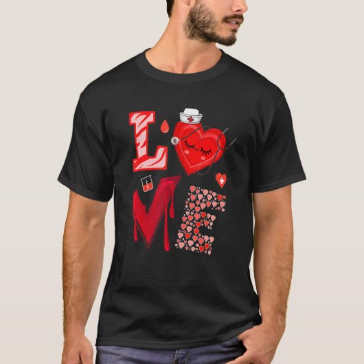 Love Nurse Red Heart Happy Valentine's Day Tシャツ (正面)