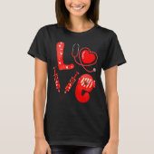 Love Nurse Stethoscope Syringe Happy Valentines D Tシャツ (正面)