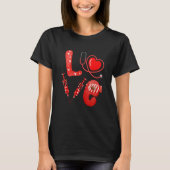 Love Nurse Stethoscope Syringe Happy Valentine's D Tシャツ (正面)