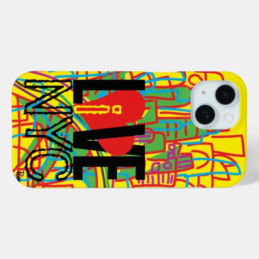 Love NYC Live In NYC iPhone Case Case-Mate iPhoneケース (裏面 (横))